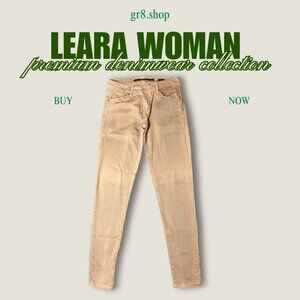 Leara Woman Slim Fit Beige Skinny Jeans Size 4 97% Cotton 3% Elastane With Back